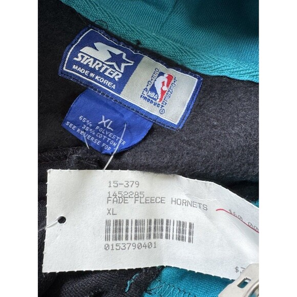 VTG Charlotte Hornets Starter Hoodie NWT XL Embroidered 90s NBA Fleece Sweatshir - Picture 4 of 7